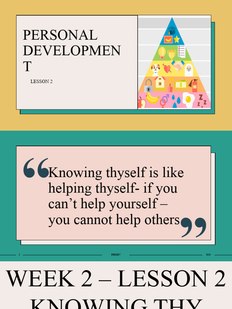 Personal Development Lesson 2 | PDF | Self Esteem | Self Actualization
