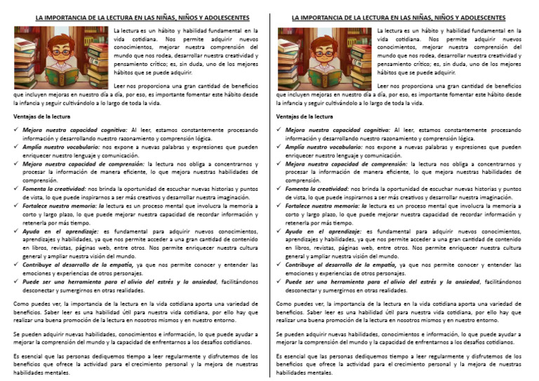 La Importancia de La Lectura en Las Niñas | PDF | Memoria | Imaginación