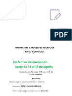 MANUAL PARA EL PROCESO DE INSCRIPCIÓN 2° Convocatoria