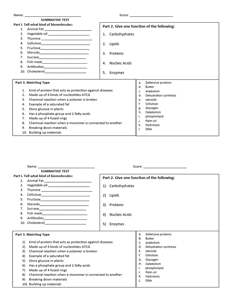 Biomolecule Identification Test | PDF | Lipid | Biomolecules
