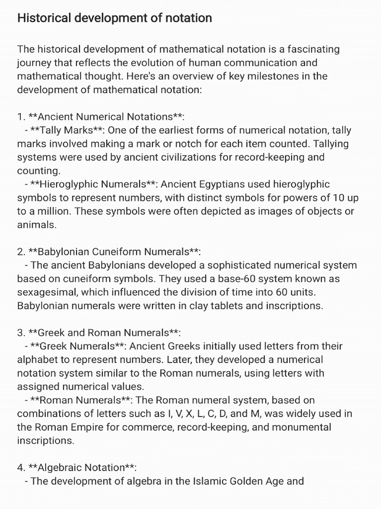 Historical Development of Notation and Numbers | PDF