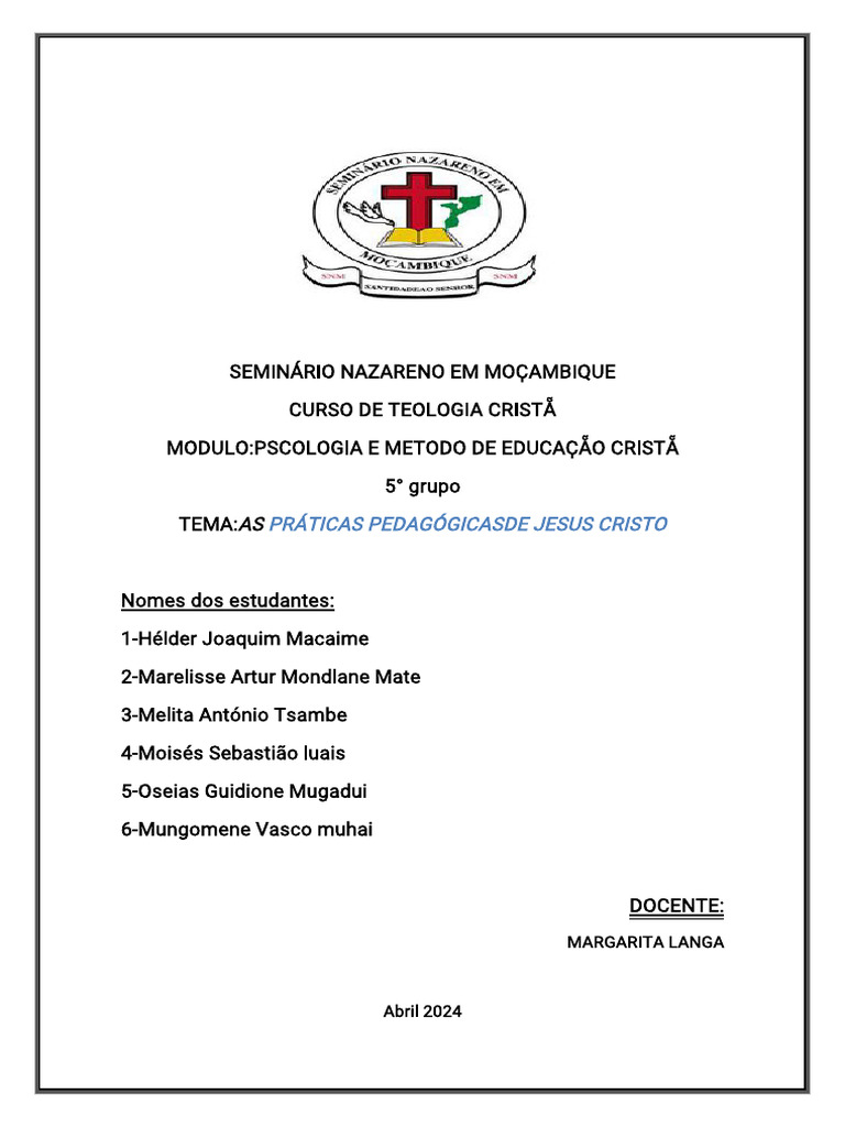 Práticas Pedagógicas de Jesus Cristo | PDF | Pedagogia | Jesus