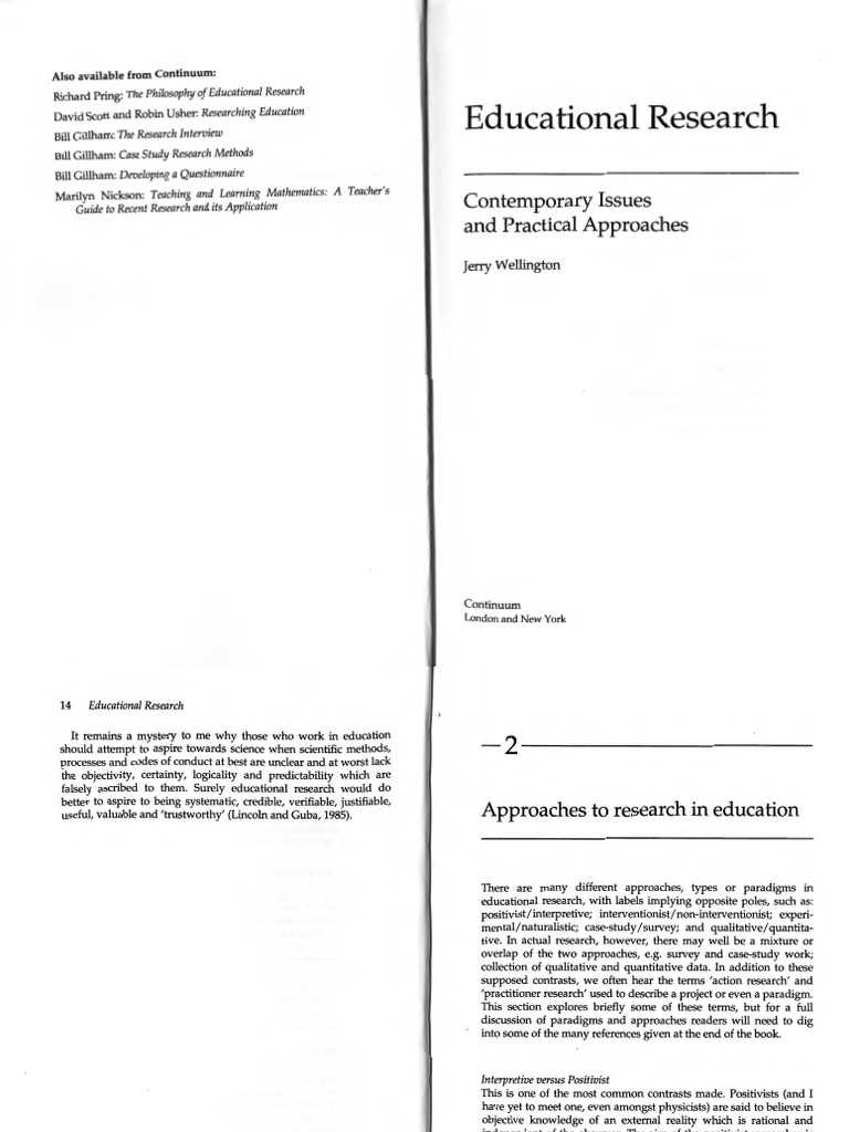 Approaches To Research in Education | PDF | Positivism | Methodology