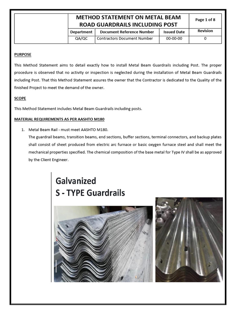Metal Beam Guardrail Installation Guide | PDF | Screw | Sheet Metal
