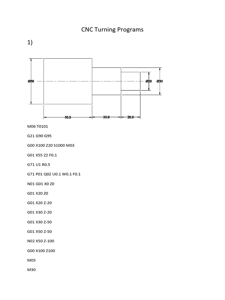 CNC Turning Program Examples | PDF