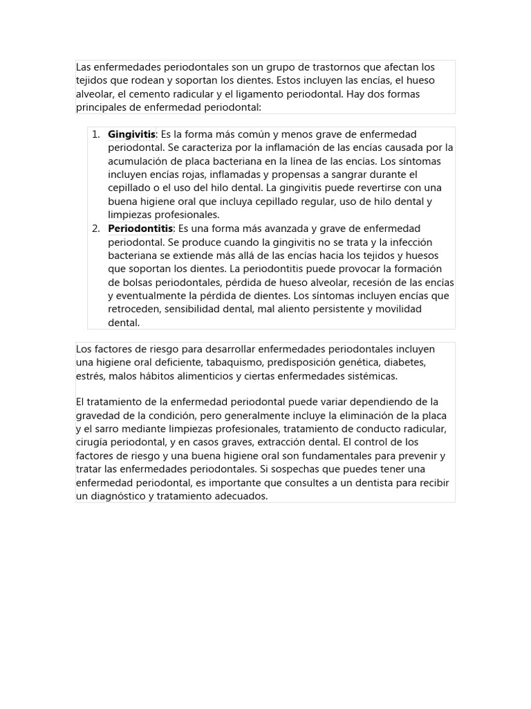 Enfermedad periodontal | PDF