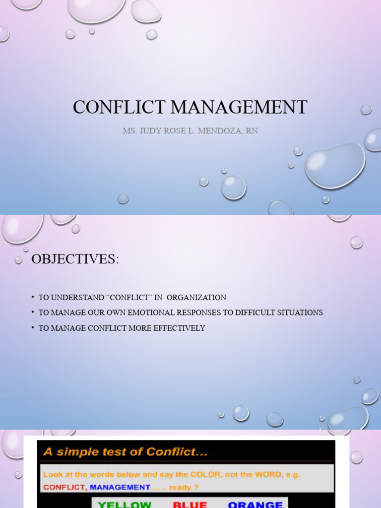 Conflict Management | PDF | Attitude (Psychology) | Behavioural Sciences