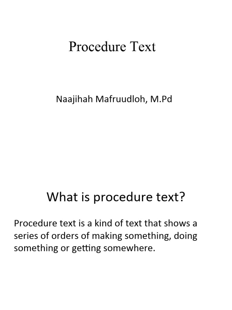Procedure Text | PDF | Self-Improvement