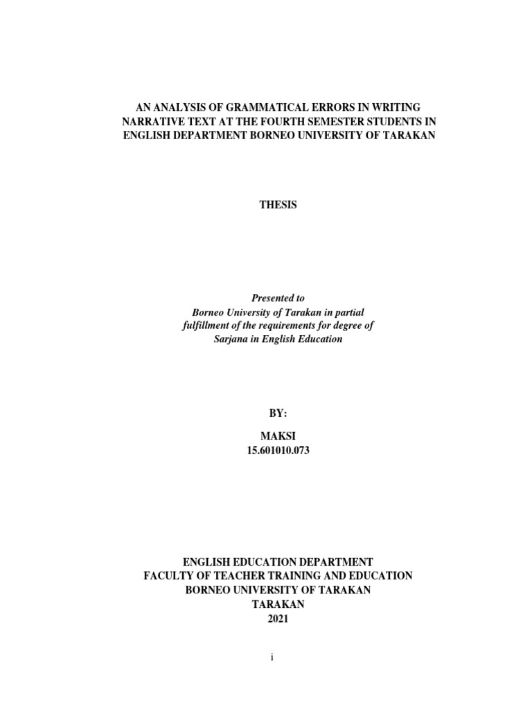 Grammatical Errors in Narrative Writing | PDF | Second Language ...