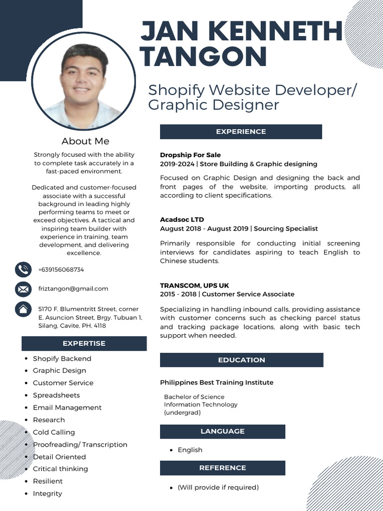 Jan Kenneth Tangon CV | PDF