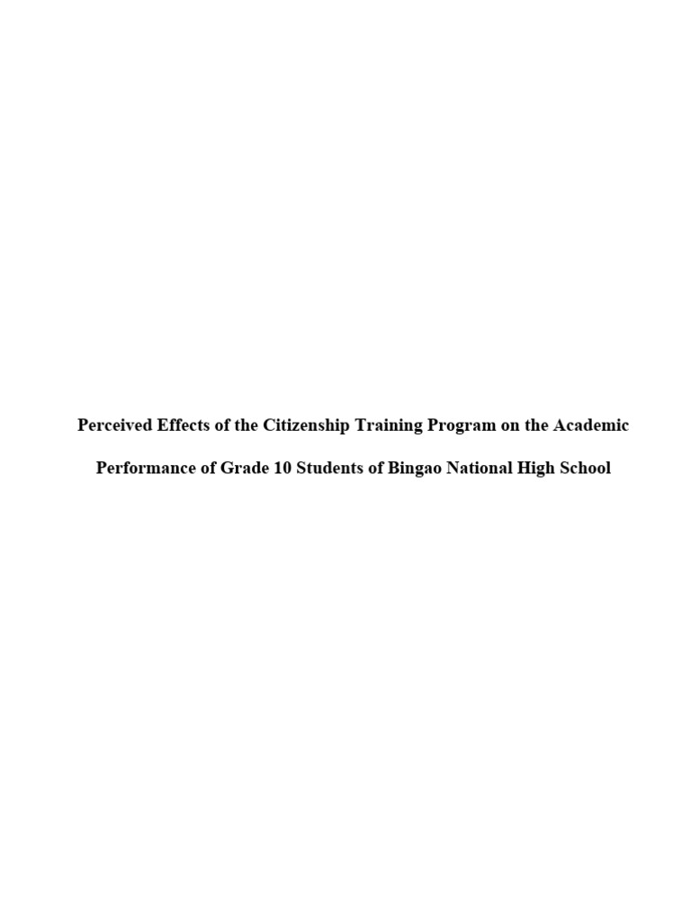 Research - Eng10 - G3 - Perceived Effects of The Citizenship Training ...