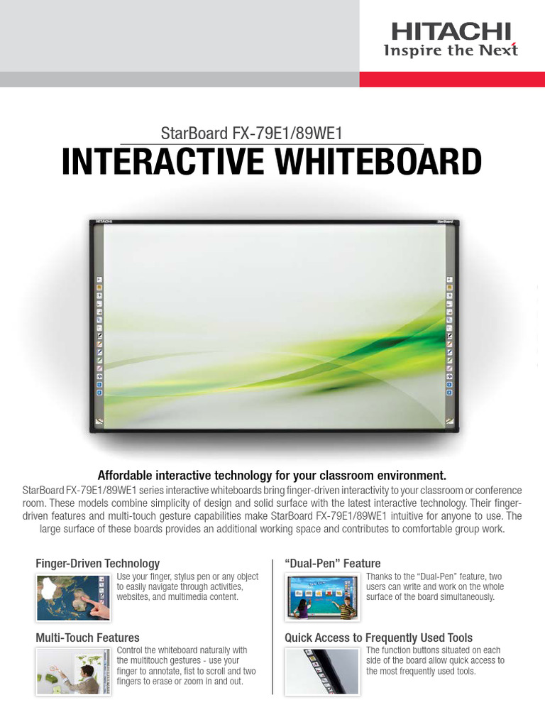 Interactive Whiteboard Starboard Fx79E1/89We1 PDF Operating