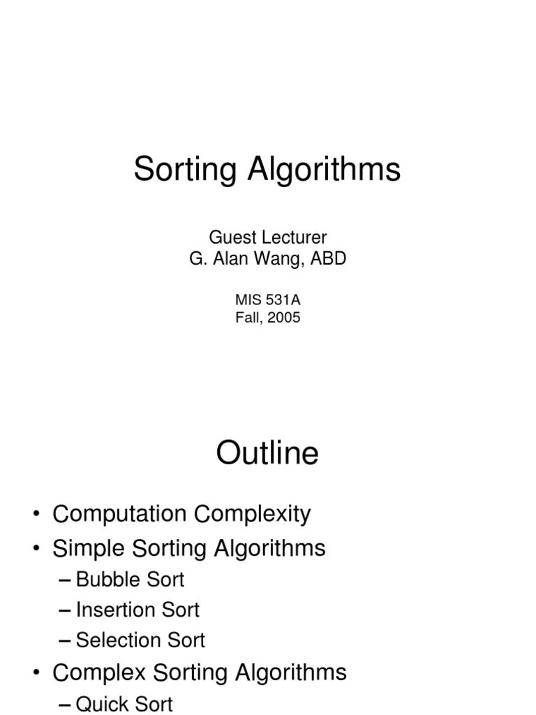 Overview of Sorting Algorithms and Complexity | PDF | Time Complexity ...