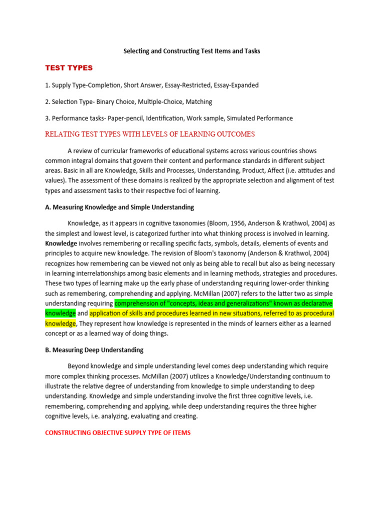 Constructing Effective Test Items | PDF | Multiple Choice | Learning
