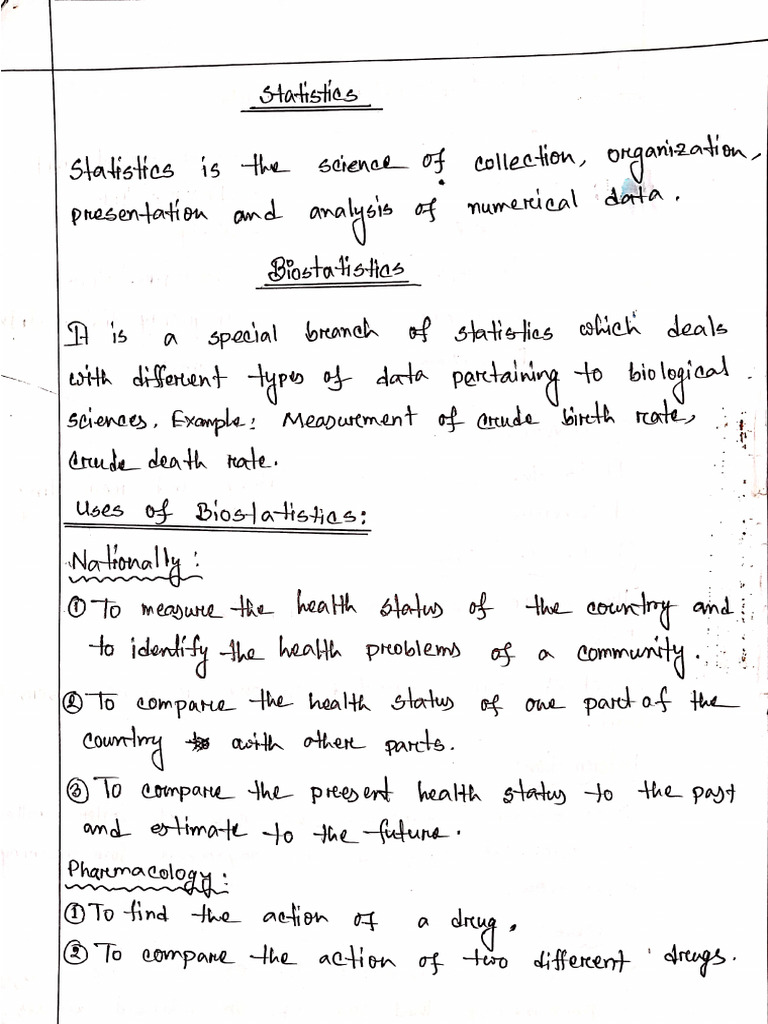 Biostatistics Hand Note | PDF