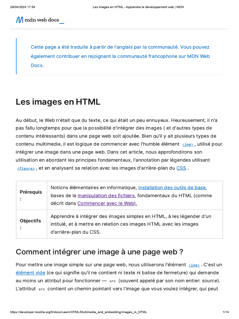 Les Images en HTML - Apprendre Le Développement Web - MDN | PDF | Html ...