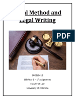 Legal Method & Legal Writing - 1st Assignment