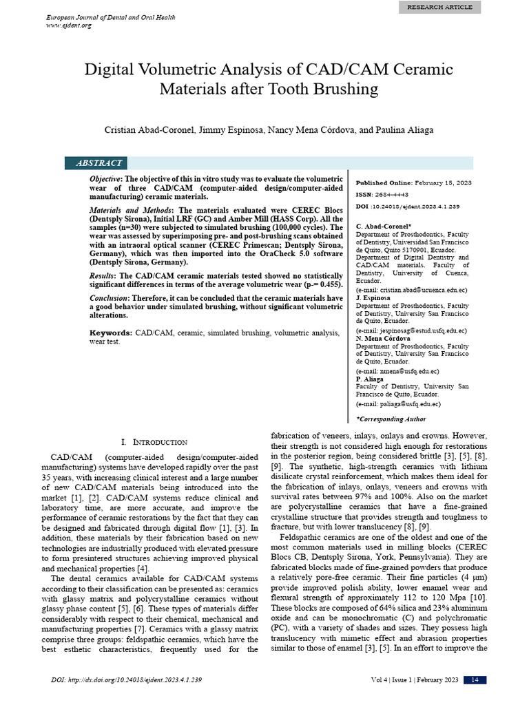 Digital Volumetric Analysis of CAD-CAM Ceramic Materials After Tooth ...
