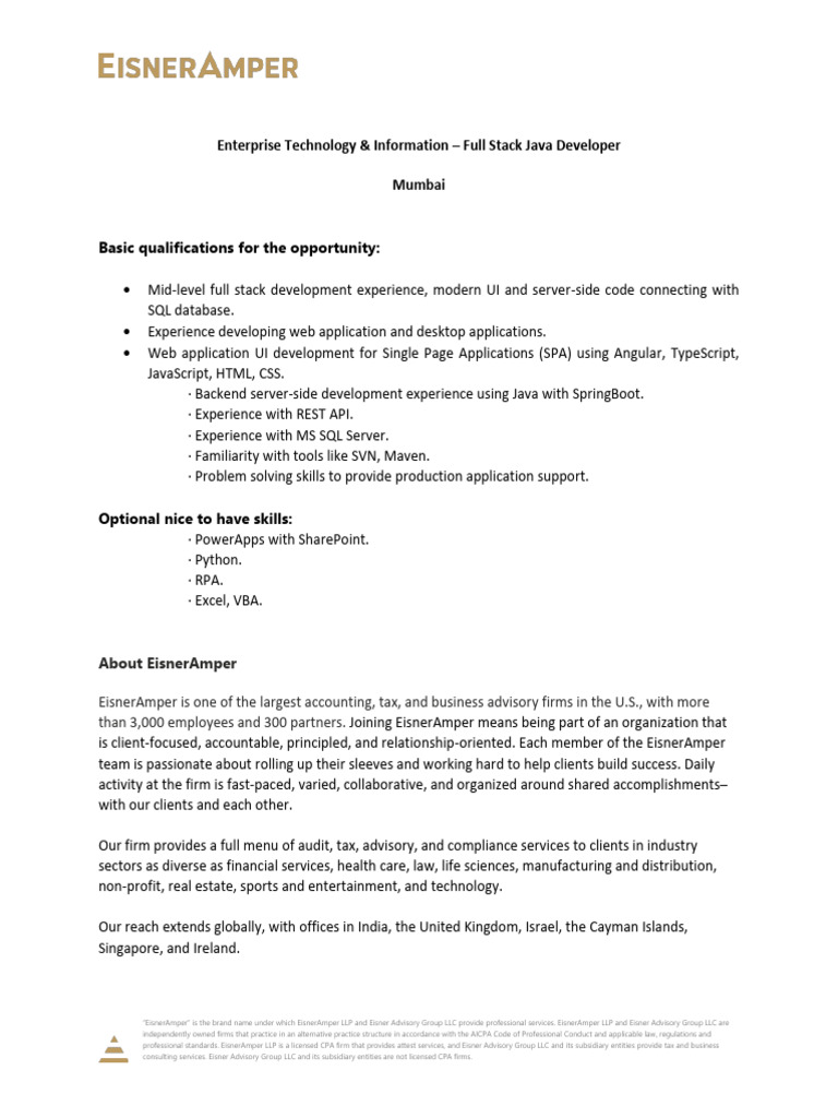 Full Stack Java Developer JD 2023 | PDF | World Wide Web | Internet & Web