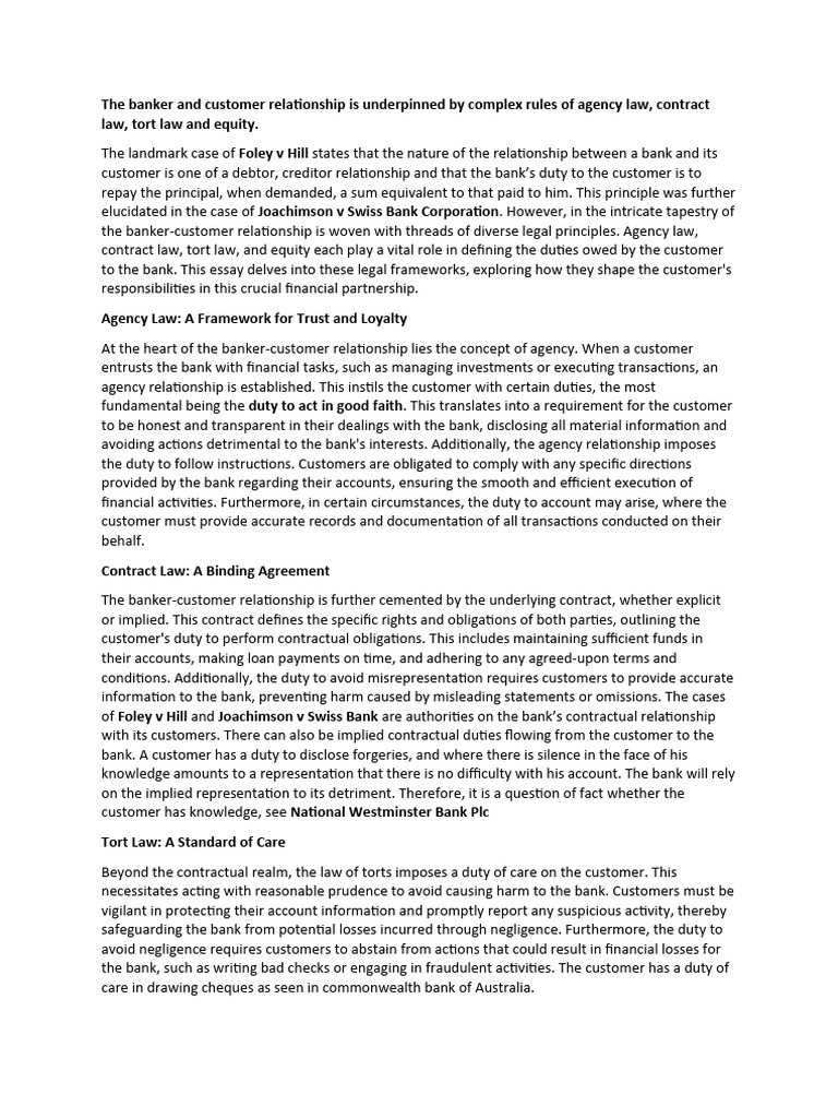 Banker-Customer Relationship Question | PDF | Banks | Misrepresentation