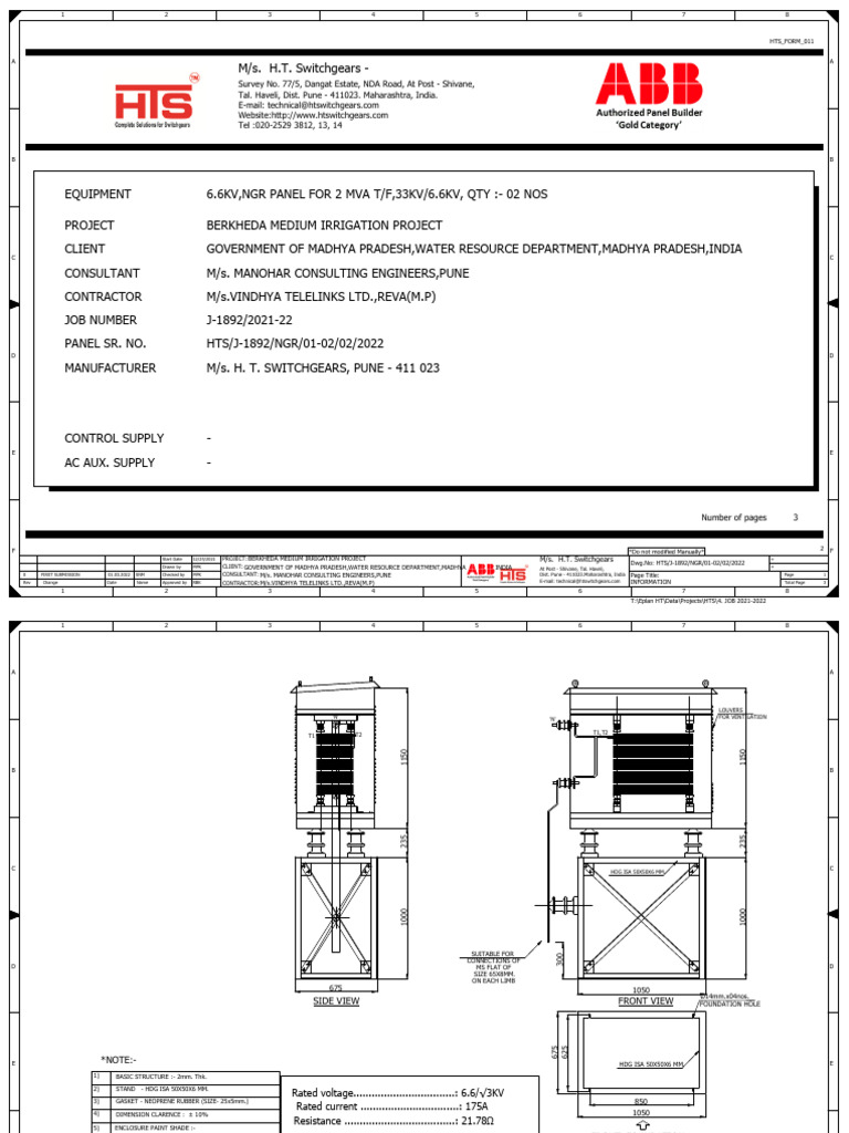 J-1892 - Rev.00 - Berkheda M.i.p.4) NGR Panel, Qty-02nos | PDF ...