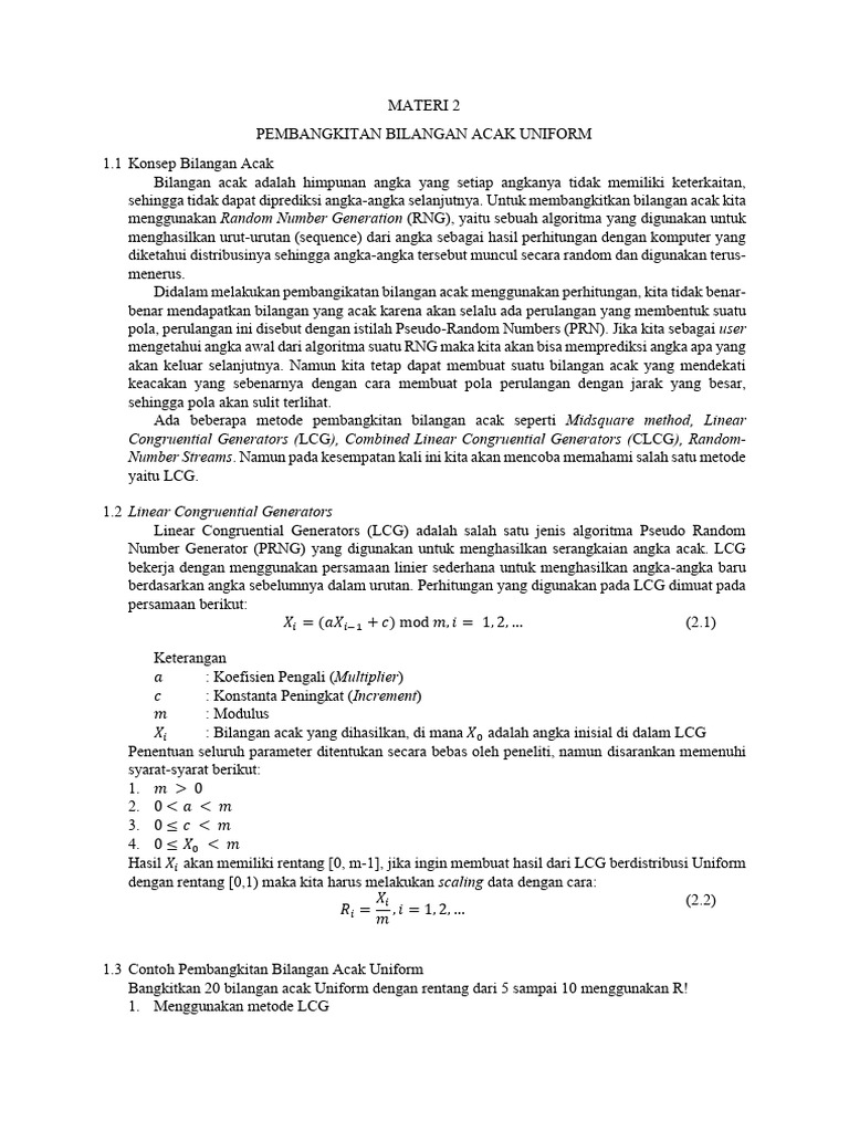 Pembangkit Bilangan Acak LCG | PDF