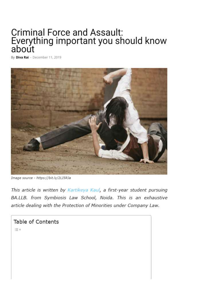 Criminal Force and Assault: All You Need To Know | PDF | Assault | Stalking