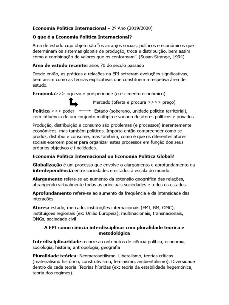 Introdução à Economia Política Internacional | PDF | Economia | Estado