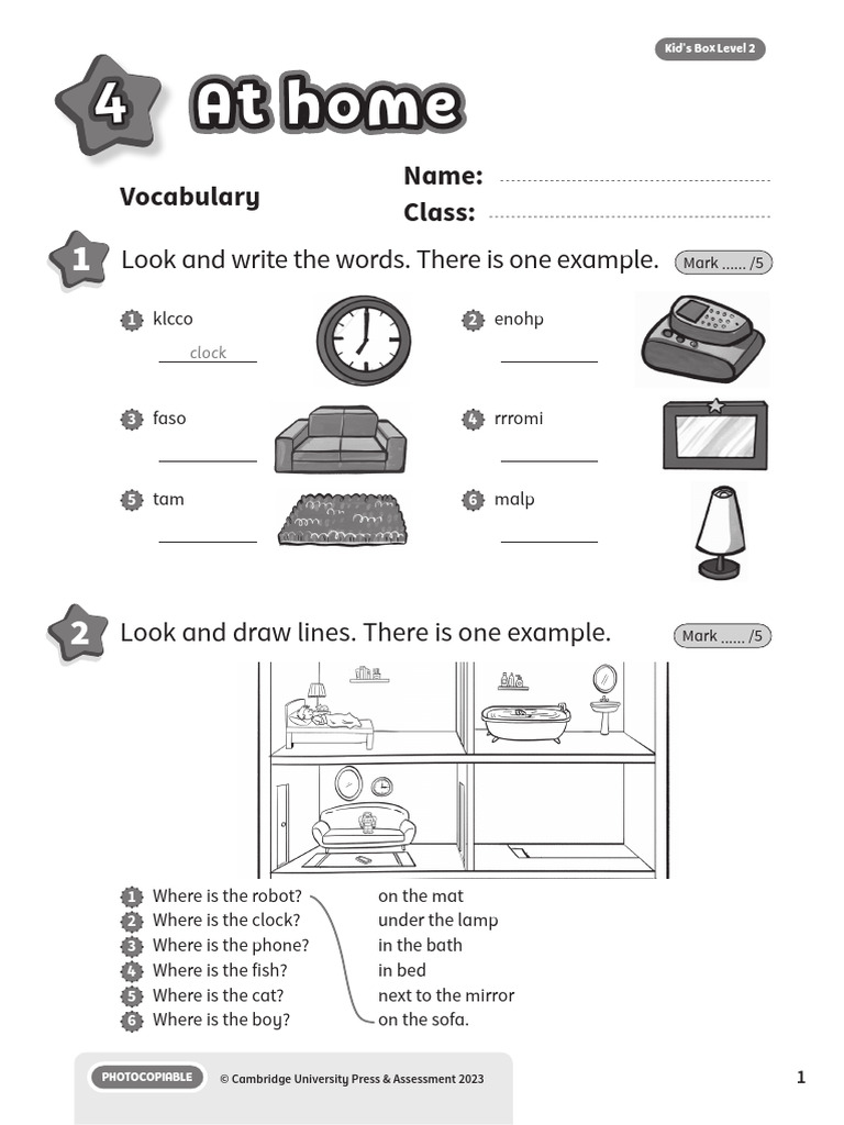 Kid's Box Level 2: At Home Unit Test | PDF