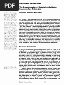 Viveiros de Castro - Exchanging Perspectives - The Transformation of Objects Into Subjects in Amerindian Ontologies (Chapter From Animism Volume 1)