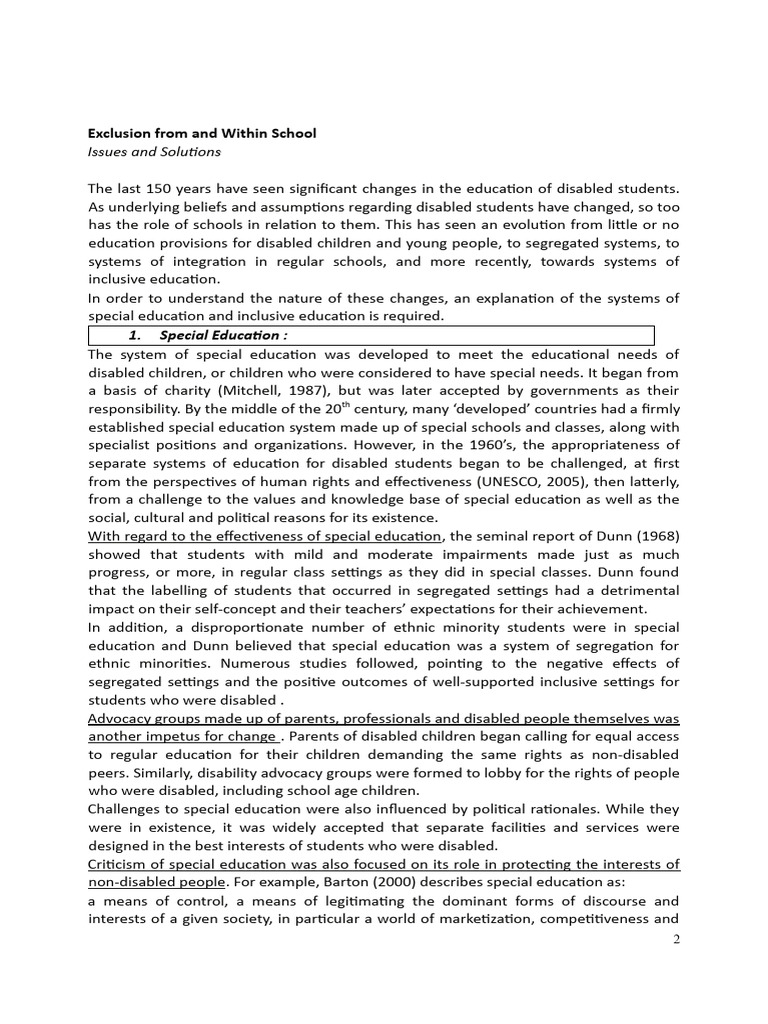 Exclusion Within School | PDF | Social Exclusion | Inclusion (Education)