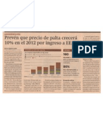 Prevén que precio de palta crecerá 10% en el 2012 