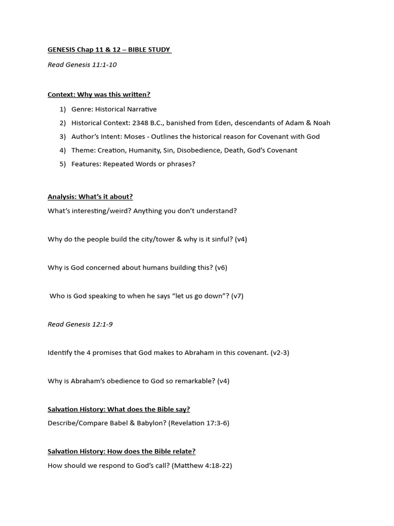Genesis 11 12 Covenant And Babel Pdf Foreign Language Studies