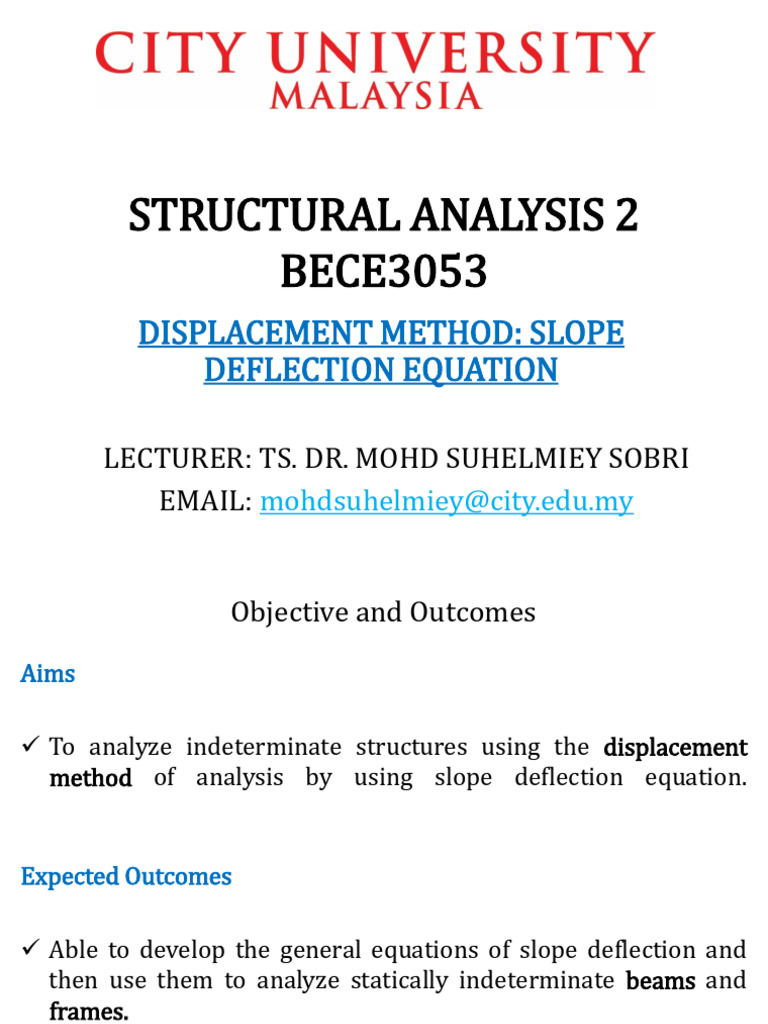 Slope-Deflection Method for Structures | PDF | Beam (Structure) | Equations