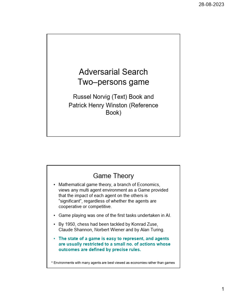 Adversarial Search in Game Theory | PDF | Gaming | Applied Mathematics