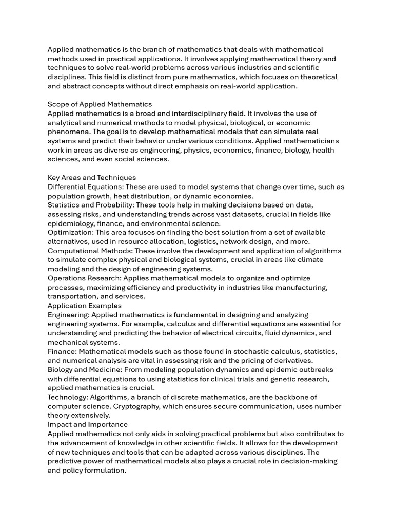 Applied Maths 1 Pdf Applied Mathematics Mathematics