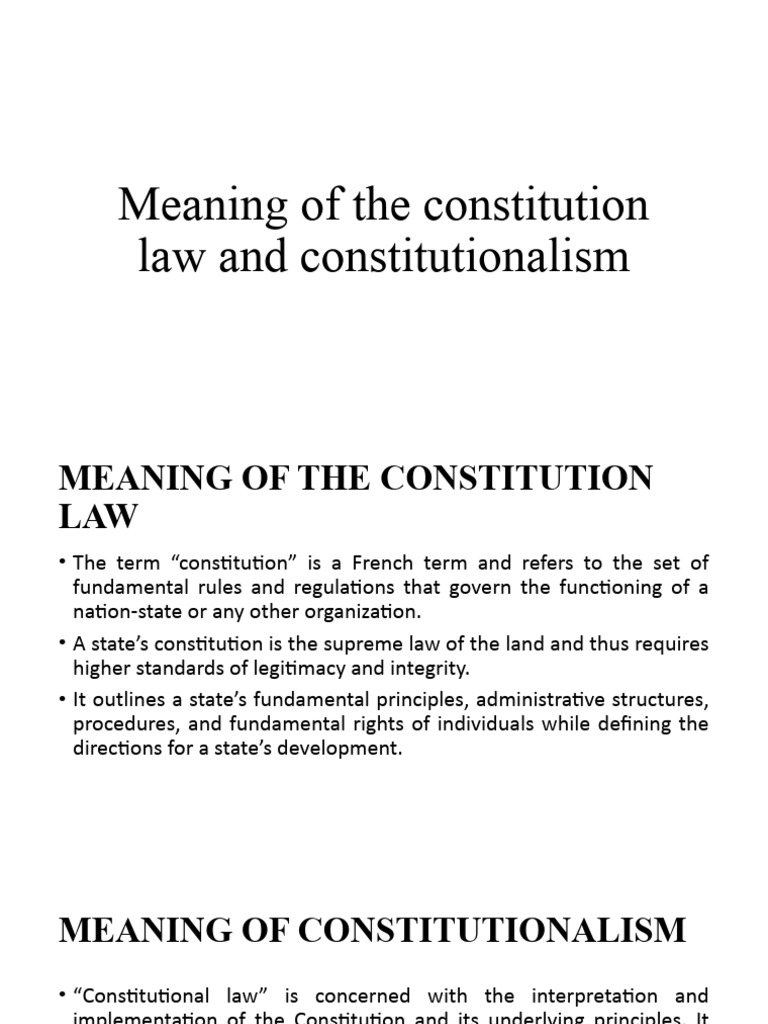 1 meaning of the constitution law and constitutionalism pdf