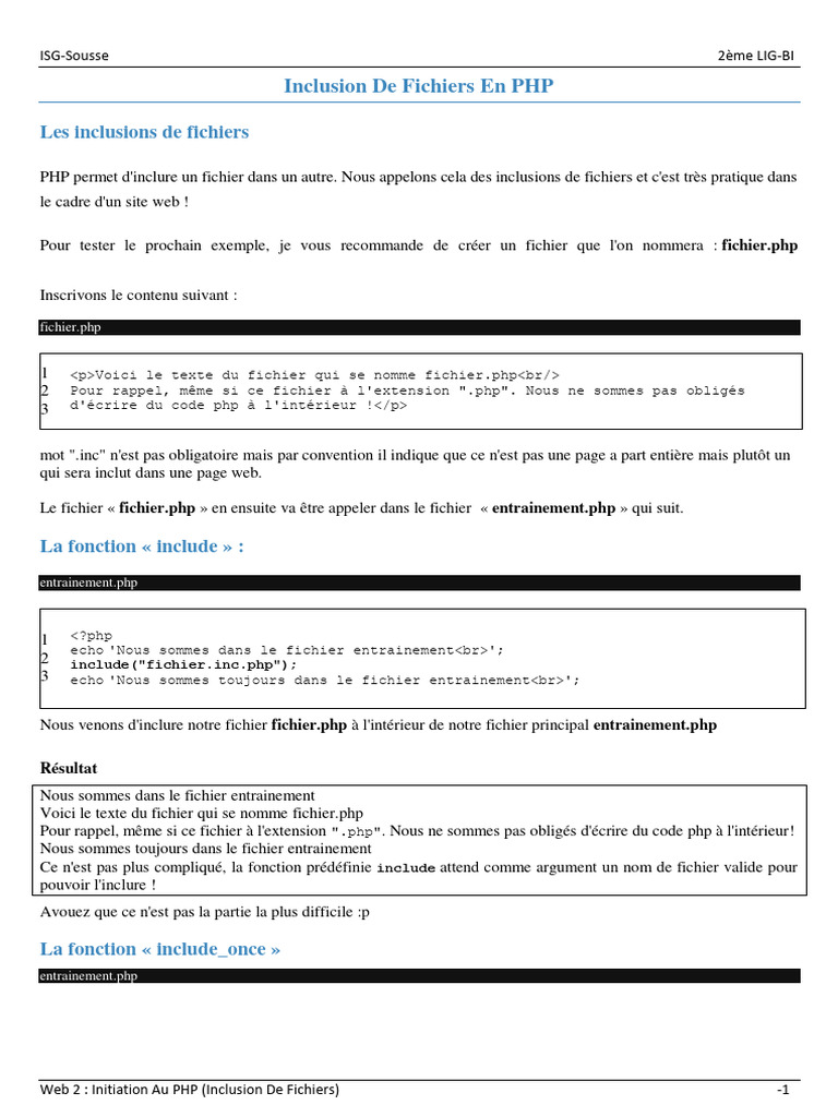 Inclusion de Fichiers en PHP | PDF | PHP | Internet