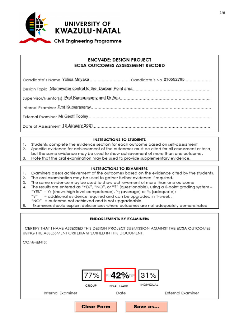 ECSA Outcomes Assessment for Design Project | PDF | Surface Runoff ...