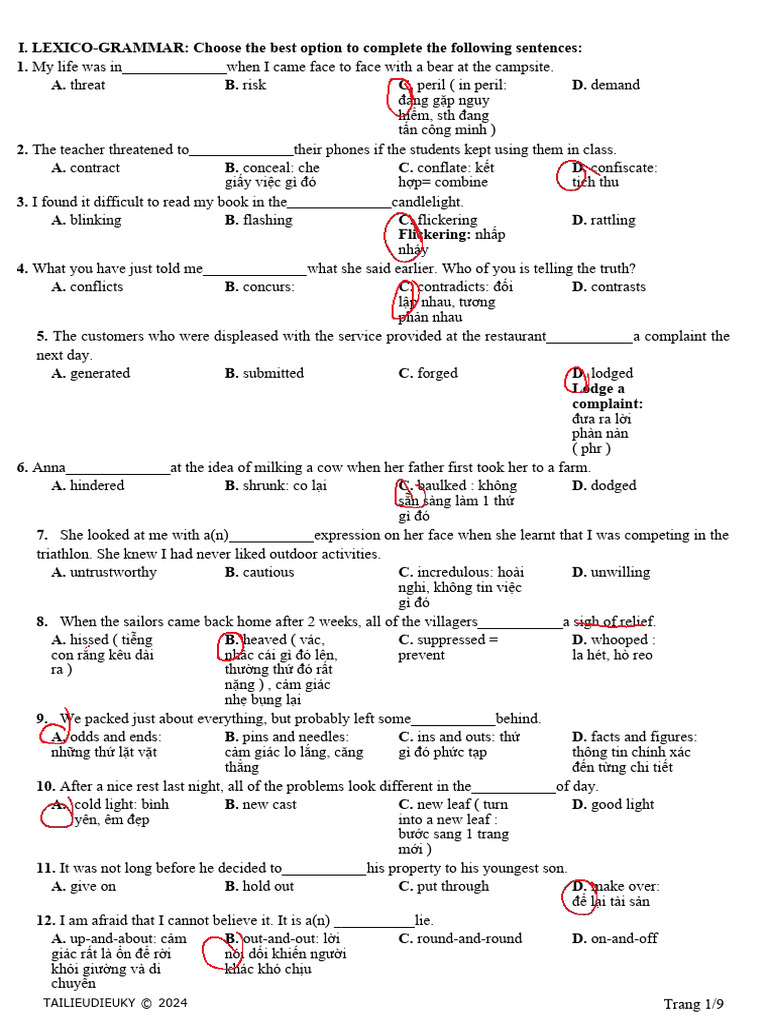 Lexico-Grammar Practice Exercises | PDF