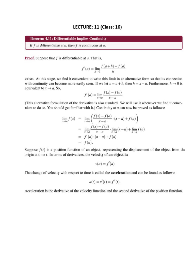 Lecture 11(Calculus) | PDF