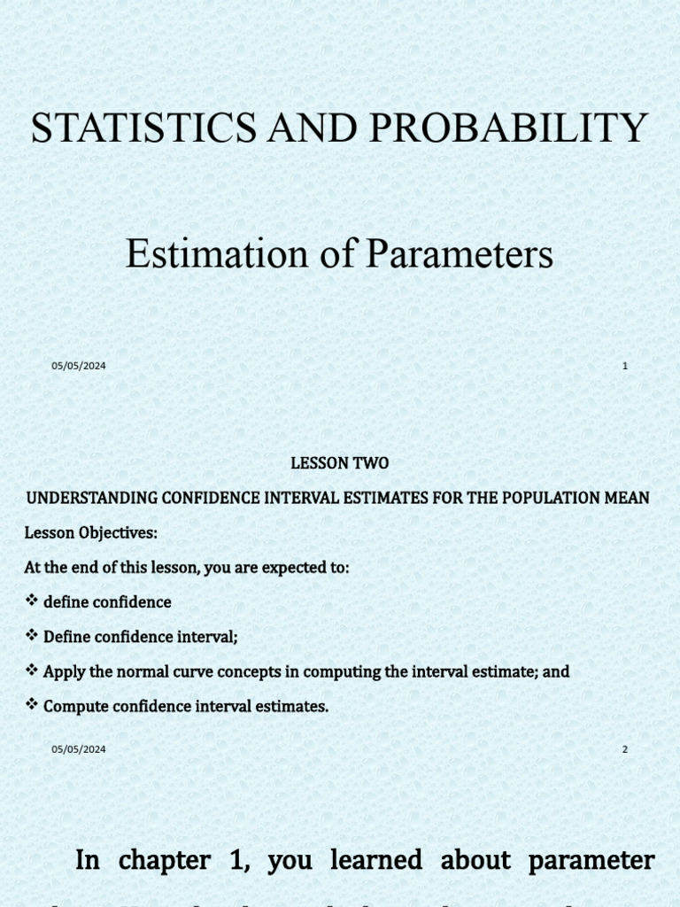 Confidence Intervals for Population Mean | PDF | Estimator | Normal ...