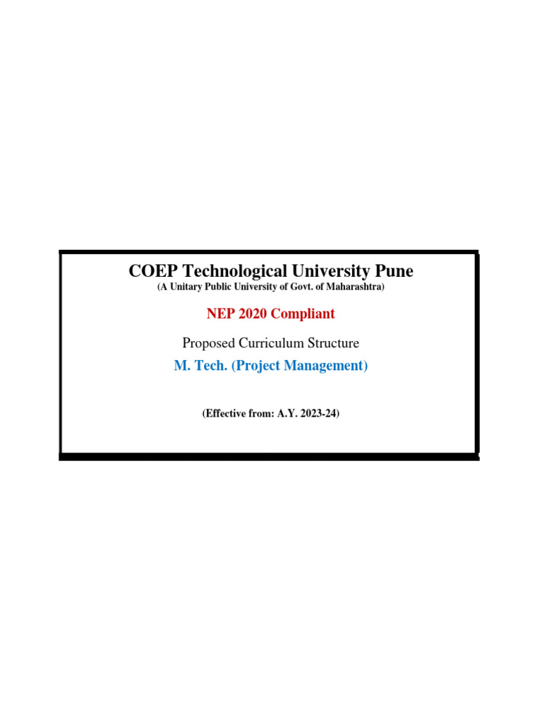 M. Tech Project Management Curriculum | PDF | Risk | Statistics