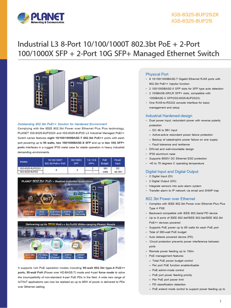Industrial PoE++ Switch Solutions | PDF | Ip Address | Network Protocols
