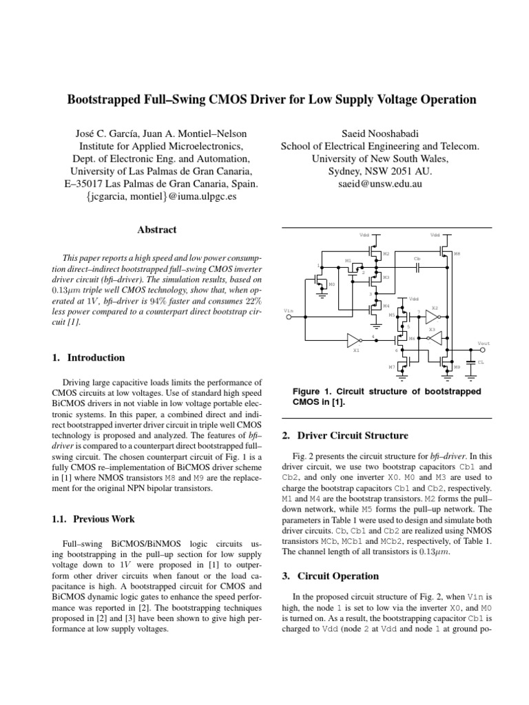 Bootstrapped CMOS Driver Circuit Design | PDF | Mosfet | Cmos
