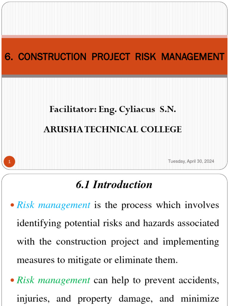 Lecture 6 - Construction Risk Management | PDF | Risk Management | Risk