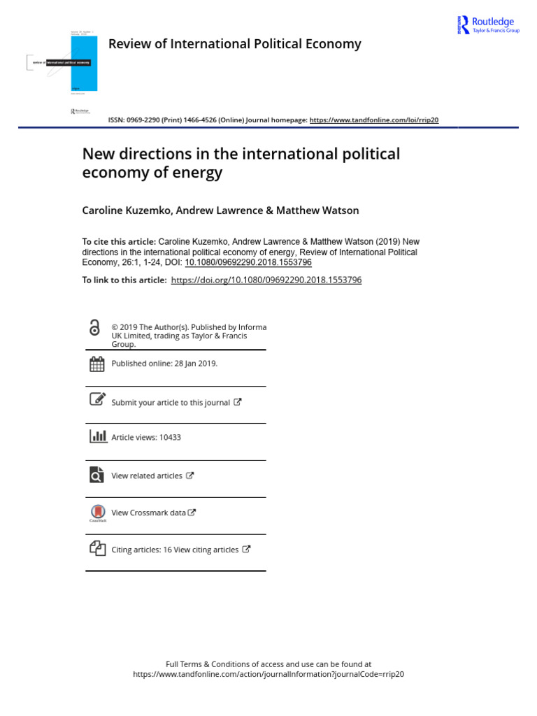 New Directions in The International Political Economy of Energy | PDF ...