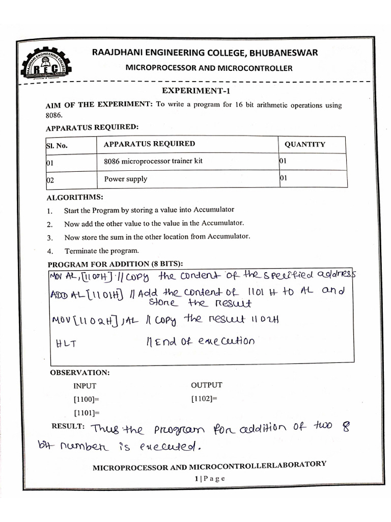 MPMC Lab Record | PDF