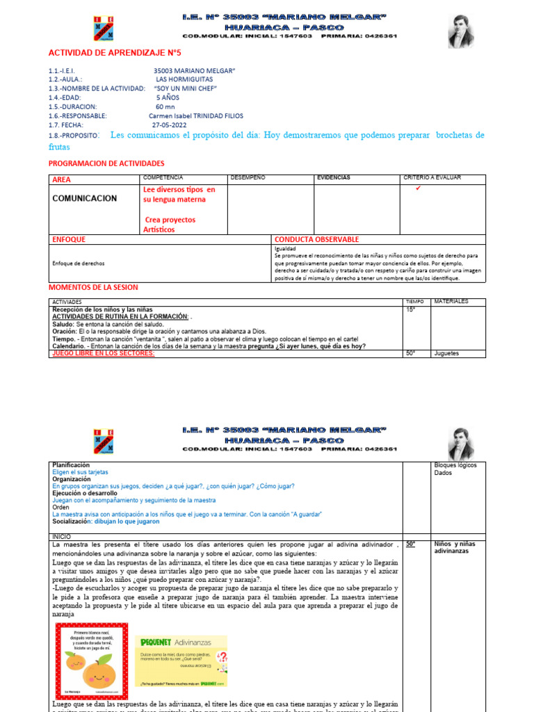 Actividad de Aprendizaje Mayo | PDF | Fruta