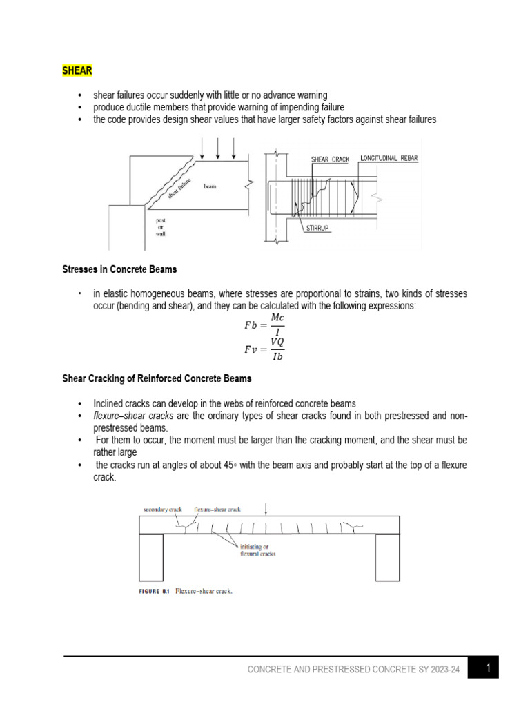 RPC Handout 15 Shear Revised | PDF | Beam (Structure) | Bending